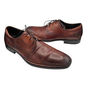 Kenneth Cole Chestnut Leather Oxford Set Your Clock Men’s Dress Shoes